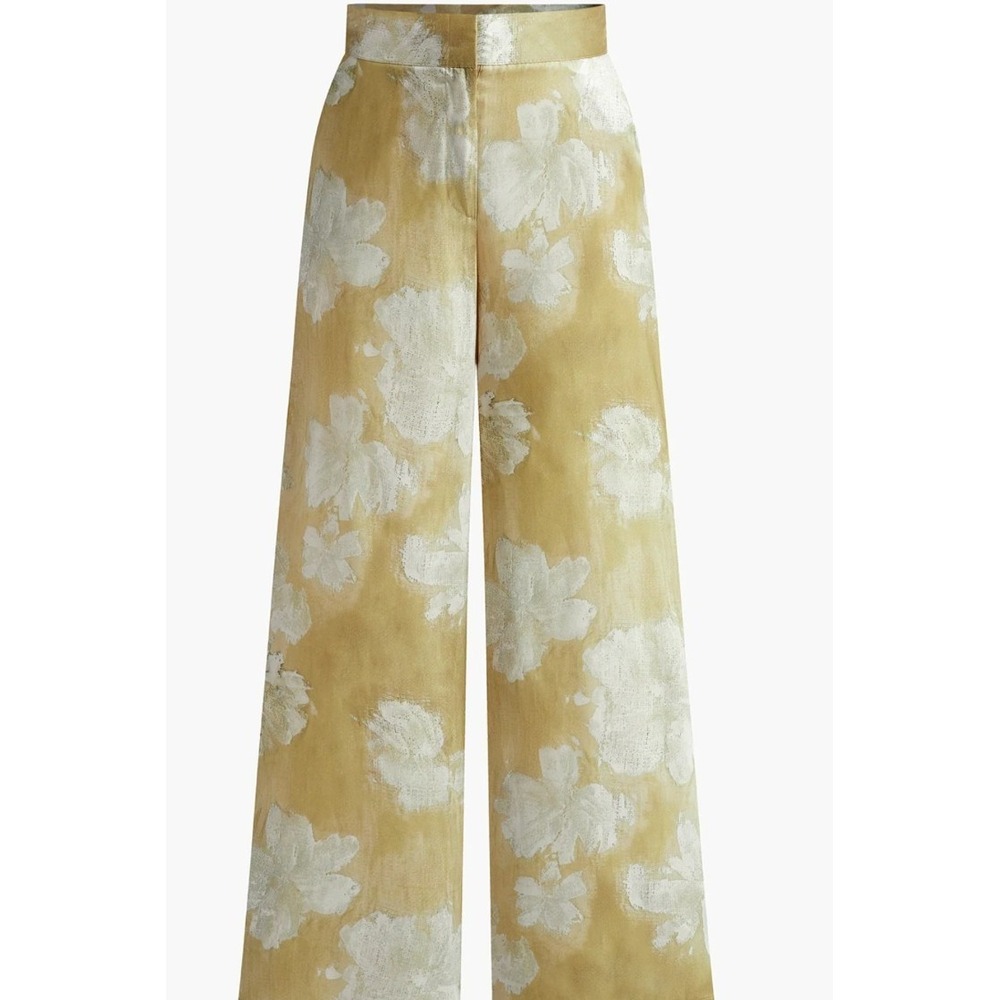 Commense Romance Yellow with white Flowers Floral Printed Wide-leg Pants Size M - Picture 3 of 11